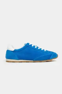 Nisantasi Shoes Deyz Saks Blue BLUE GENUINE SUEDE Laced Women Sneakers