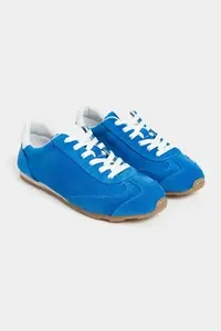 Nisantasi Shoes Deyz Saks Blue BLUE GENUINE SUEDE Laced Women Sneakers - Image 5