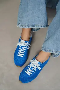 Nisantasi Shoes Deyz Saks Blue BLUE GENUINE SUEDE Laced Women Sneakers - Image 6