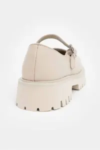 Nisantasi Shoes DAMIAN Beige GENUINE Leather Hair Clip Detailed Thick Taban Women Loafer Shoes - Image 5