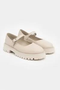 Nisantasi Shoes DAMIAN Beige GENUINE Leather Hair Clip Detailed Thick Taban Women Loafer Shoes - Image 6