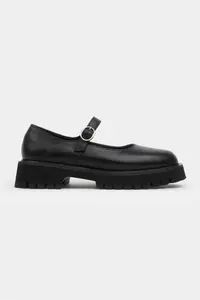 Nisantasi Shoes DAMIAN Black GENUINE Leather Hair Clip Detailed Thick Taban Women Loafer Shoes