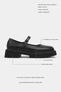 Nisantasi Shoes DAMIAN Black GENUINE Leather Hair Clip Detailed Thick Taban Women Loafer Shoes - Image 3
