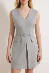 TRENDYOLMİLLA Gray Arched Short / Mini Weaving Dress - Image 3