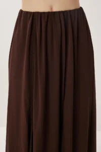 Lovelyİstanbul Wrinkle Effect Tulle Chiffon Skirt  BROWN - Image 5