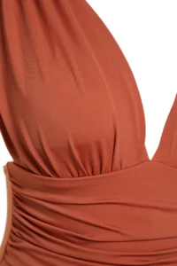 TRENDYOLMİLLA Brick Rejection Drapeli Deep V-neck Covered Regular Swimsuit - Image 7