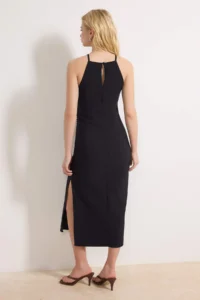 TRENDYOLMİLLA Navy Blue slit Midi Weaving Dress - Image 4
