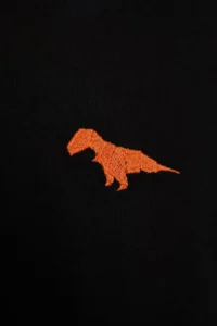 MAN Black Oversized/Wide Cut Crew Neck Short Sleeve Dinosaur Embroidered T-Shirt - Image 6