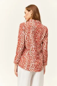 Olalook Women Brick Rejection Leopard Weaving Shirt - Image 2
