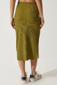 Happiness İstanbul Women's Oil Green Strap Crop Pencil Skirt Knitted Suit - Image 8