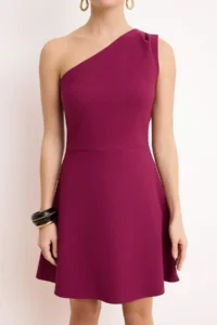 TRENDYOLMİLLA Plum Single Arm Skirt Opened at Waist Short / Mini Flexible Weaving Dress - Image 3