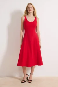 TRENDYOLMİLLA Rejection Skirt Opened at Waist Midi Weaving Dress - Image 2
