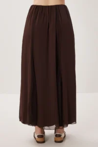 Lovelyİstanbul Wrinkle Effect Tulle Chiffon Skirt  BROWN - Image 6