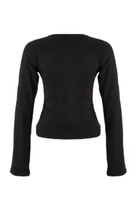 TRENDYOLMİLLA Black Spanish Arm Gathering Detailed Regular/Normal Pattern Knitting Blouse - Image 6