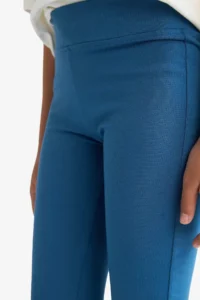DeFacto  Blue Girl's Flare Fit Ribbed Camisole Trousers - Image 4