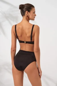 Pierre Cardin Black Melt Gathering Sliding Lace Detailed High Waist Bikini Set Tulle Corset Underwire - Image 2