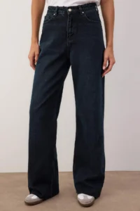 TRENDYOLMİLLA Dark Blue High Waist Cutaway Wide Leg Wide Leg jeans - Image 3