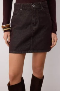 TRENDYOLMiLLA Brown Mini Basic denim Skirt - Image 3