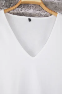 Trendyol Curve White V-neck LONG Size Plus Size T-Shirt - Image 6