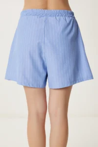 Happiness İstanbul Women Blue Striped Rahat Shorts - Image 5