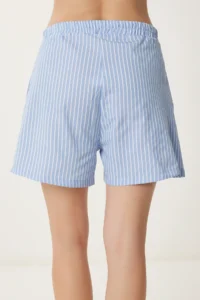 Happiness İstanbul Women sky blue Striped Rahat Shorts - Image 5