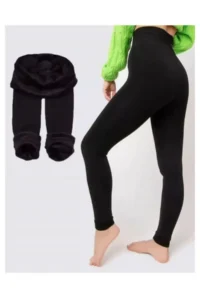 MİSTİRİK Pezzoli Model Plush Sports Tights Biker Tightening Sports Tights with Hair Inside Black Color - Image 2