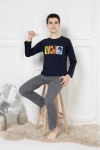 Pyjama Familya Boys' Thin Long Sleeve Figured Pajama Set