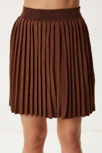 Happiness İstanbul Women Brown Knitwear Sweater Skirt Set - Image 4