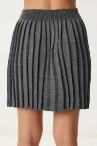 Happiness İstanbul Women Gray Knitwear Sweater Skirt Set - Image 6