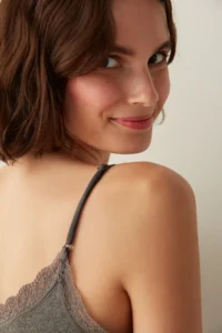 Penti Anthracite Thin Sleeveless Lace Detailed Tank Top - Image 3