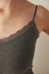 Penti Anthracite Thin Sleeveless Lace Detailed Tank Top - Image 4