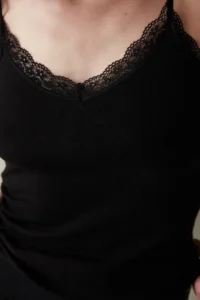Penti Black Thin Sleeveless Lace Detailed Tank Top - Image 5