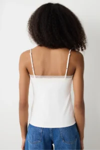 Penti Cream V-neck Lace slim Fit Tank Top - Image 4