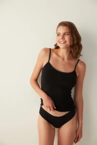 Penti Black Cotton Thin Sleeveless Tank Top