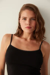 Penti Black Cotton Thin Sleeveless Tank Top - Image 2