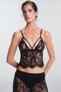 Penti Black Pirra Lace V-Neck Adjustable Strap Undershirt