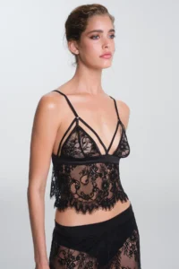 Penti Black Pirra Lace V-Neck Adjustable Strap Undershirt - Image 2