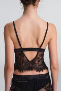 Penti Black Pirra Lace V-Neck Adjustable Strap Undershirt - Image 4