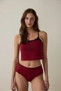 Penti Burgundy Removable Padded Crop Tank Top - Image 2