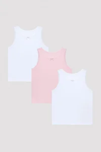 Penti Girls' PW Basic Cotton Multicolored 3-Piece Tank Top