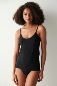 Penti Nude V-neck Cotton Black Cami Tank Top