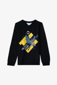 Penti Black Boy's Batman Cartoon Patterned Cotton Long Sleeve Pajama Set - Image 2