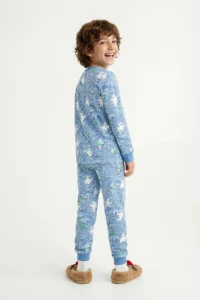 Penti Light Blue Boy's Mountain Monster Patterned Pajama Set - Image 2