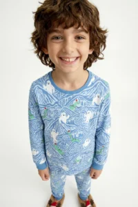 Penti Light Blue Boy's Mountain Monster Patterned Pajama Set - Image 3