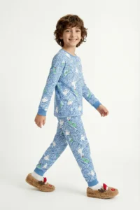 Penti Light Blue Boy's Mountain Monster Patterned Pajama Set - Image 4