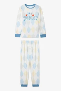 Penti Off-White Boy Juggling Argyle Patterned Pajama Set