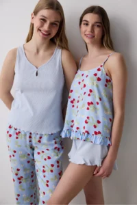 Penti Strawberries Chally Light Blue Tank Top Pajamas Tops