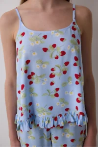 Penti Strawberries Chally Light Blue Tank Top Pajamas Tops - Image 3