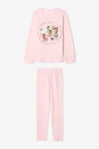 Penti Dusty Rose Girls' Striped Printed Pajama Set - Image 3