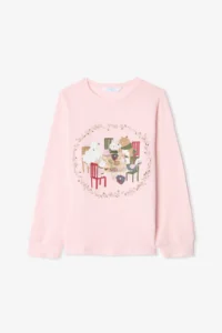 Penti Dusty Rose Girls' Striped Printed Pajama Set - Image 4